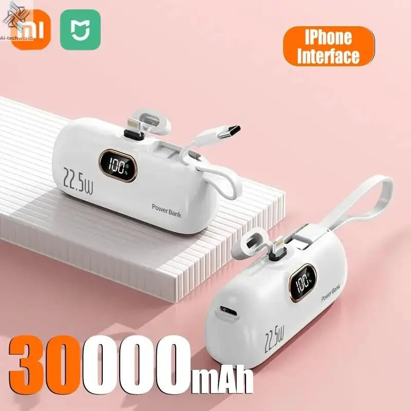 Xiaomi Mini Convenient Mobile Power Bank 30000mah Portable Fast Charging suitable for iPhone 16 15 14 Samsung External Battery - Ai - TechWorld