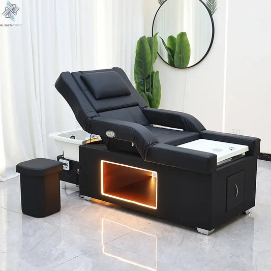 XinSheng Head SPA Salon Hair Washing Bed Shampoo Bed Thai Massage Table Barbershop Commercial Furniture with Foot Bath Basin Ai-TechWorld 