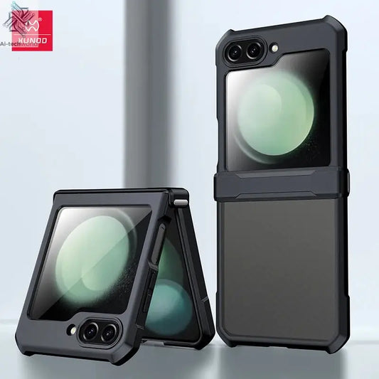Xundd For Samsung Galaxy Z Flip 7 5 Z Flip 6 7 5G Case Airbag Shockproof Acrylic+TPU+Glass Back Cover For Flip5 z플립 5 7 케이스 Ai-TechWorld 