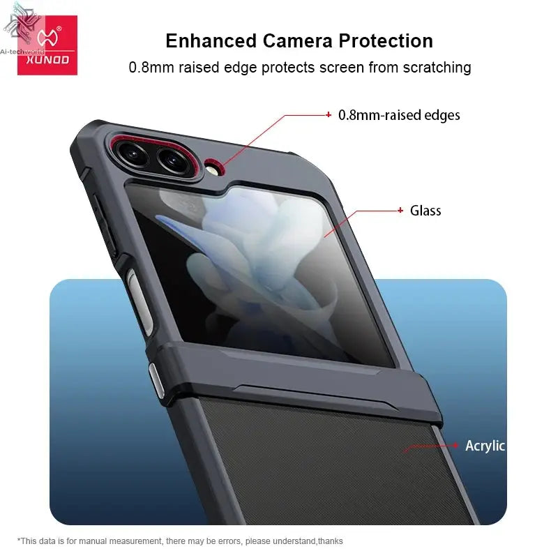 Xundd For Samsung Galaxy Z Flip 7 5 Z Flip 6 7 5G Case Airbag Shockproof Acrylic+TPU+Glass Back Cover For Flip5 z플립 5 7 케이스 Ai-TechWorld 