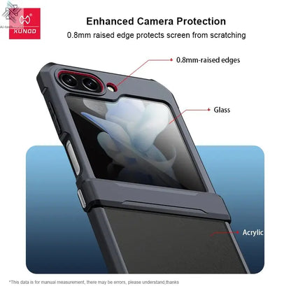 Xundd For Samsung Galaxy Z Flip 7 5 Z Flip 6 7 5G Case Airbag Shockproof Acrylic+TPU+Glass Back Cover For Flip5 z플립 5 7 케이스 Ai-TechWorld 