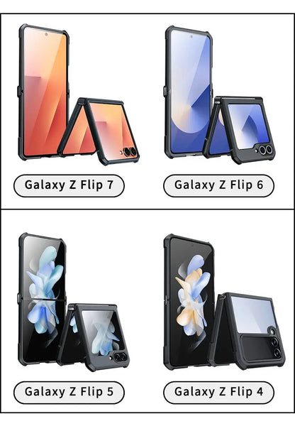 Xundd For Samsung Galaxy Z Flip 7 5 Z Flip 6 7 5G Case Airbag Shockproof Acrylic+TPU+Glass Back Cover For Flip5 z플립 5 7 케이스 Ai-TechWorld 