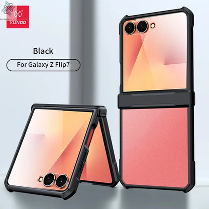 Xundd For Samsung Galaxy Z Flip 7 5 Z Flip 6 7 5G Case Airbag Shockproof Acrylic+TPU+Glass Back Cover For Flip5 z플립 5 7 케이스 Ai-TechWorld 