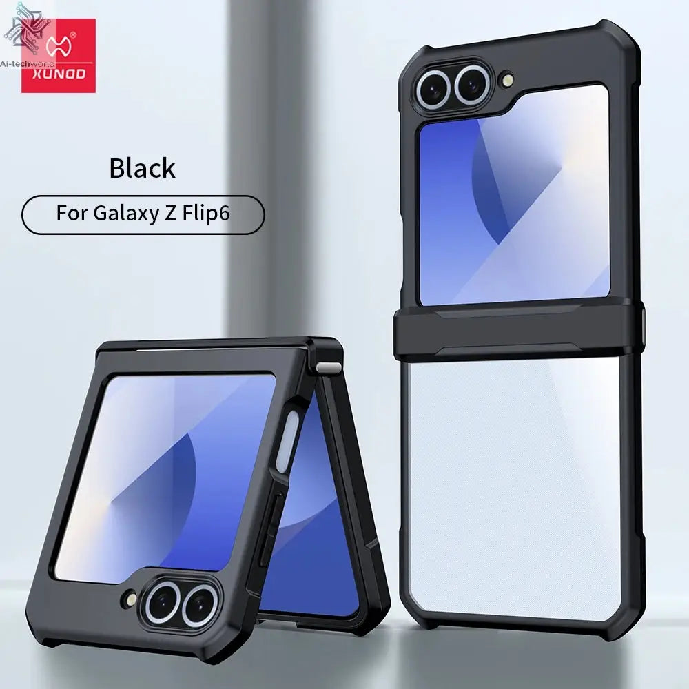 Xundd For Samsung Galaxy Z Flip 7 5 Z Flip 6 7 5G Case Airbag Shockproof Acrylic+TPU+Glass Back Cover For Flip5 z플립 5 7 케이스 Ai-TechWorld 