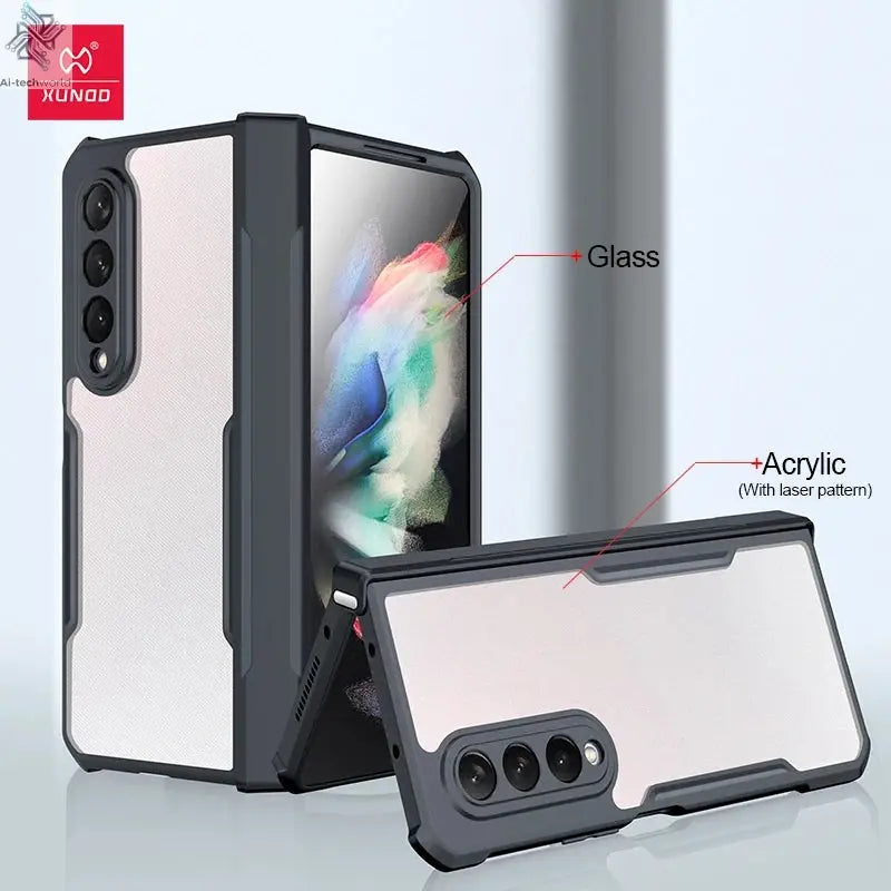 Xundd For Samsung Galaxy Z Fold 3 4 5 6 Fold 7 Foldable Case Airbag Anti-drop Camera Protect Acrylic&TPU Cover For 폴드5 케이스 Ai-TechWorld 