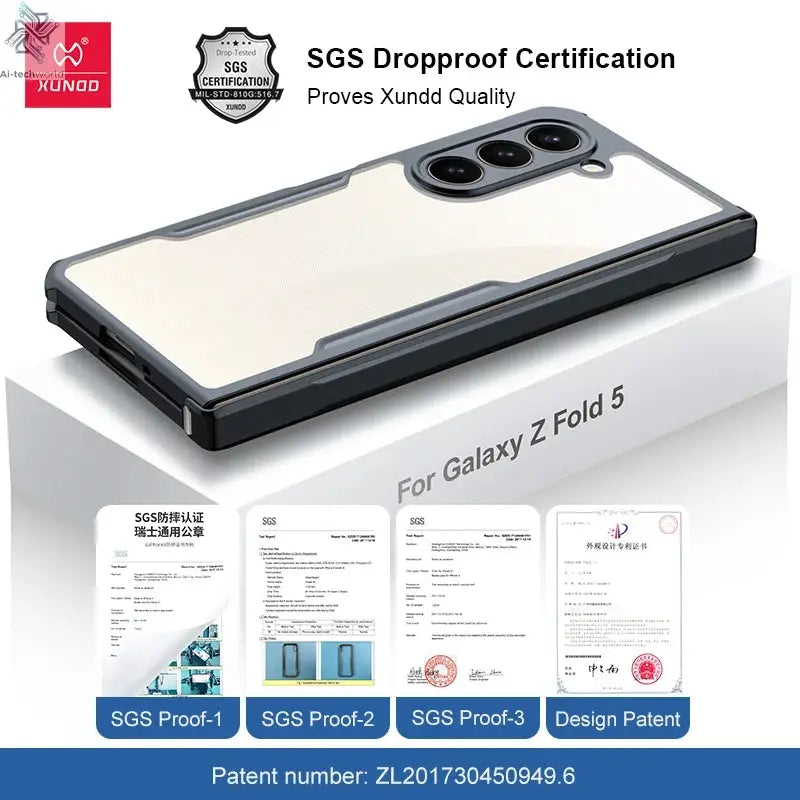 Xundd For Samsung Galaxy Z Fold 3 4 5 6 Fold 7 Foldable Case Airbag Anti-drop Camera Protect Acrylic&TPU Cover For 폴드5 케이스 Ai-TechWorld 