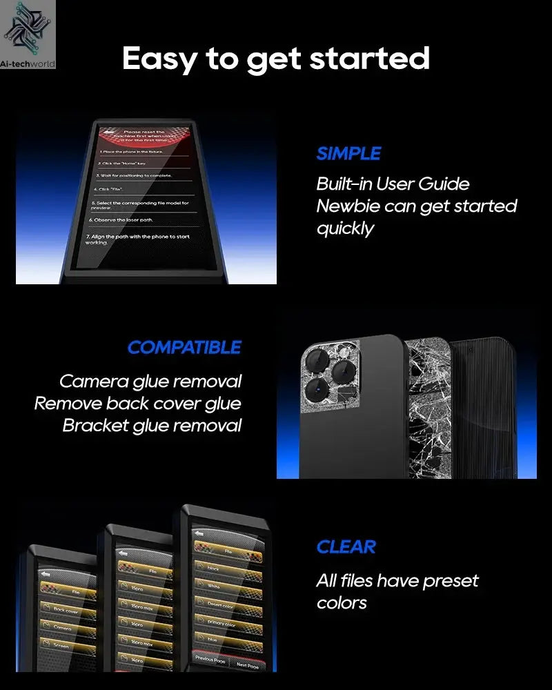 Xwitzeal® V8 Newly Laser Machine for iPhone 8-17 Pro Max Back Glass Repair&Camera Len w/Breaking Pen, Iron Mold,Air Filter, etc Ai-TechWorld 