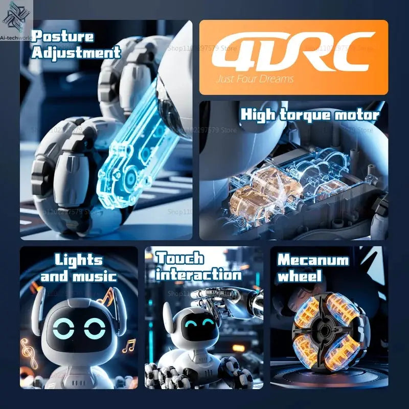 Y9 RC Robot Dog Toy 2.4G Radio Remote Control 8WD Mechanical Pet Dog Touch-sense Music Stunt Electric Toy for Girl Boy Kids Gift Ai-TechWorld 