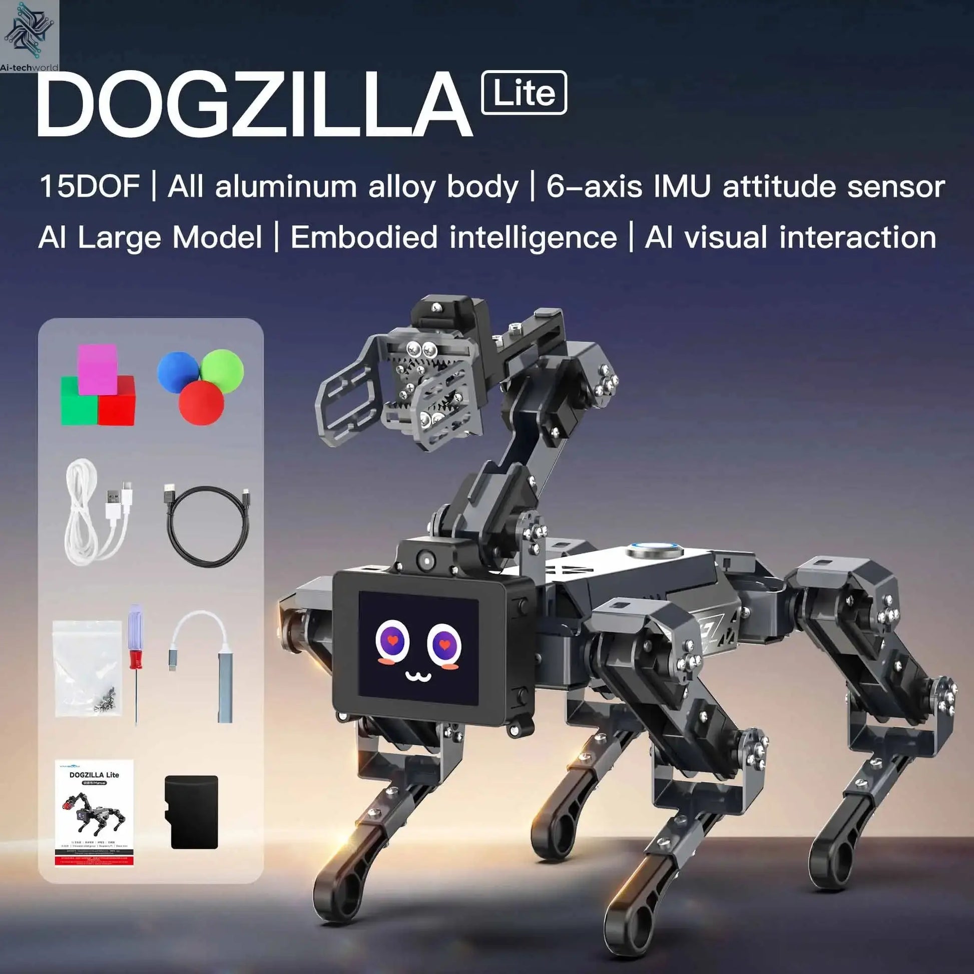 Yahboom DOGZILLA-Lite Quadruped Bionic Robot Dog AI Vision Large Model Intelligent Programming Electronic Kit for Raspberry Pi Ai-TechWorld 