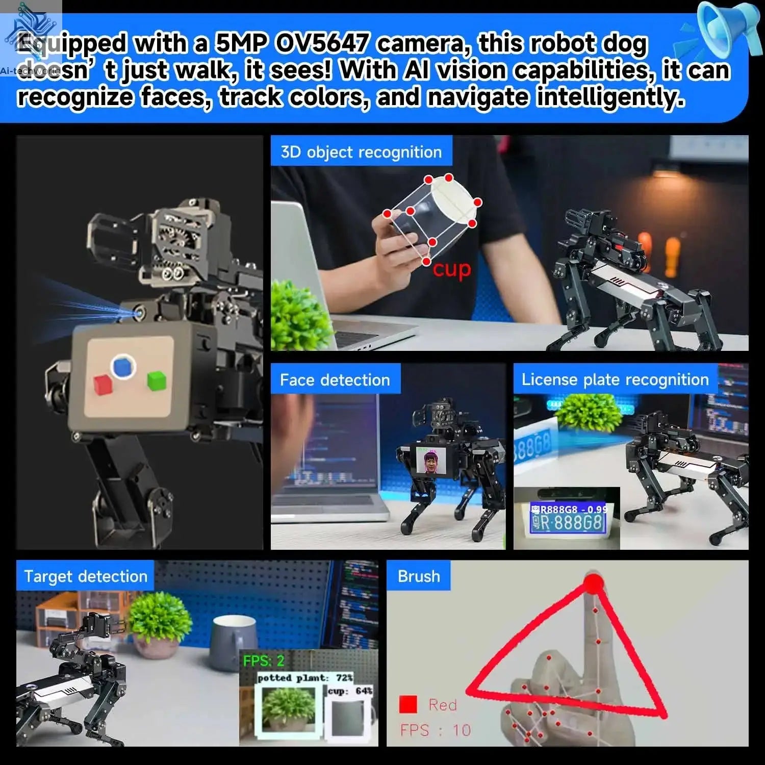 Yahboom DOGZILLA-Lite Quadruped Bionic Robot Dog AI Vision Large Model Intelligent Programming Electronic Kit for Raspberry Pi Ai-TechWorld 