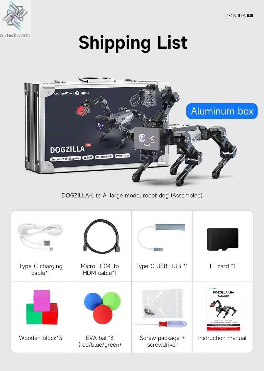 Yahboom DOGZILLA-Lite Quadruped Bionic Robot Dog AI Vision Large Model Intelligent Programming Electronic Kit for Raspberry Pi Ai-TechWorld 