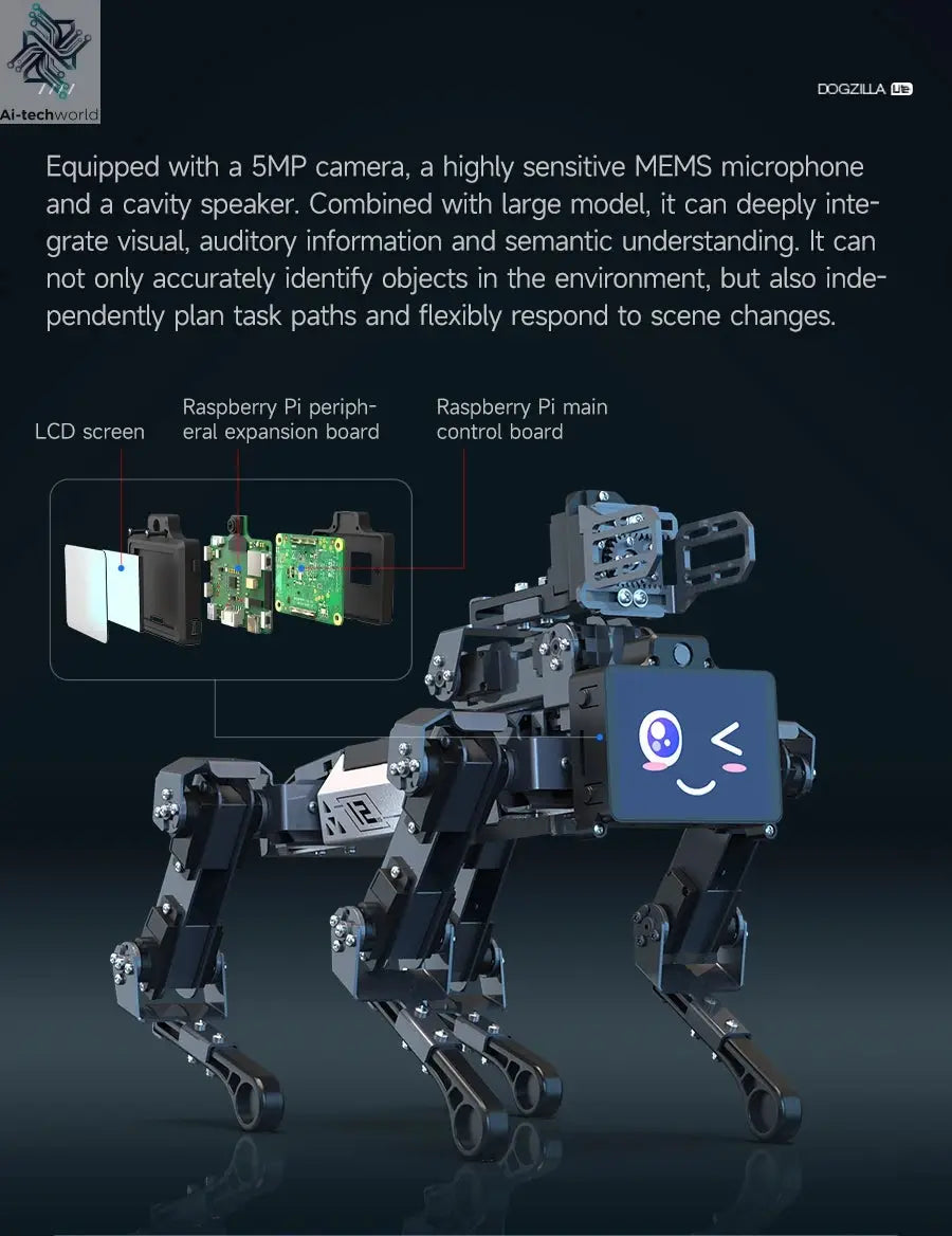 Yahboom DOGZILLA-Lite Quadruped Bionic Robot Dog AI Vision Large Model Intelligent Programming Electronic Kit for Raspberry Pi Ai-TechWorld 