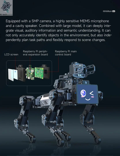 Yahboom DOGZILLA-Lite Quadruped Bionic Robot Dog AI Vision Large Model Intelligent Programming Electronic Kit for Raspberry Pi Ai-TechWorld 