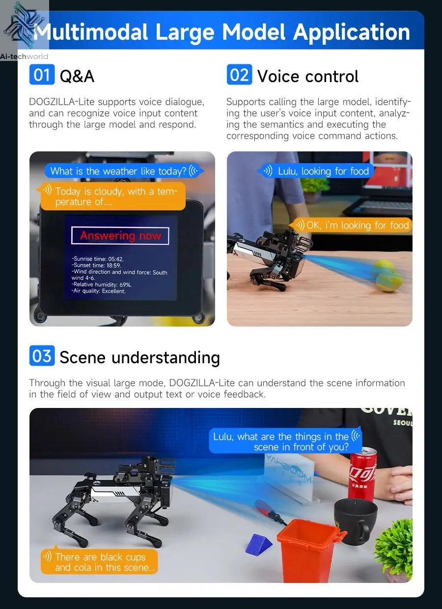 Yahboom DOGZILLA-Lite Quadruped Bionic Robot Dog AI Vision Large Model Intelligent Programming Electronic Kit for Raspberry Pi Ai-TechWorld 