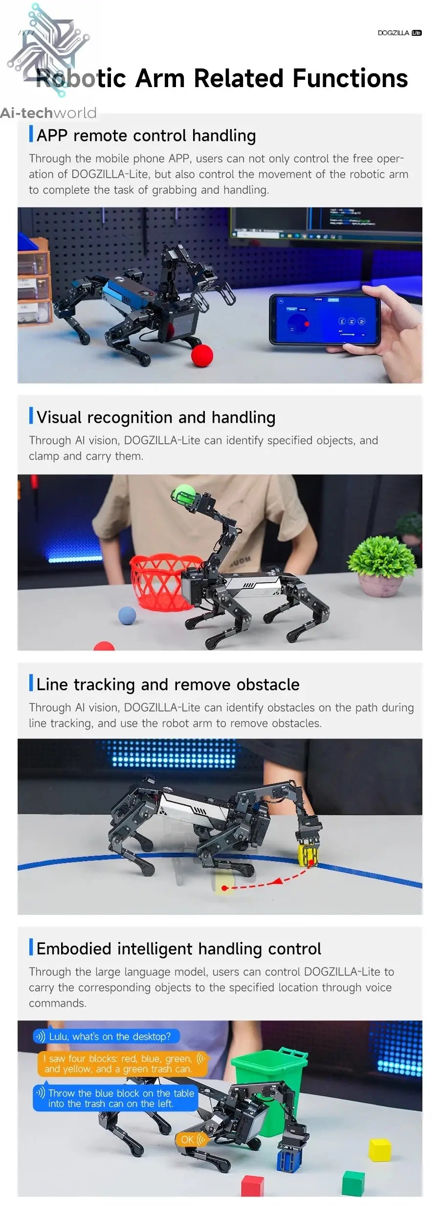 Yahboom DOGZILLA-Lite Quadruped Bionic Robot Dog AI Vision Large Model Intelligent Programming Electronic Kit for Raspberry Pi Ai-TechWorld 