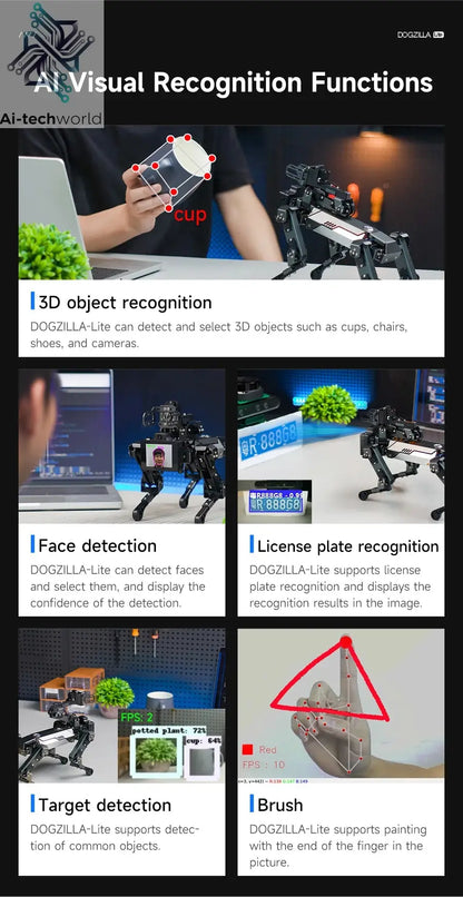 Yahboom DOGZILLA-Lite Quadruped Bionic Robot Dog AI Vision Large Model Intelligent Programming Electronic Kit for Raspberry Pi Ai-TechWorld 