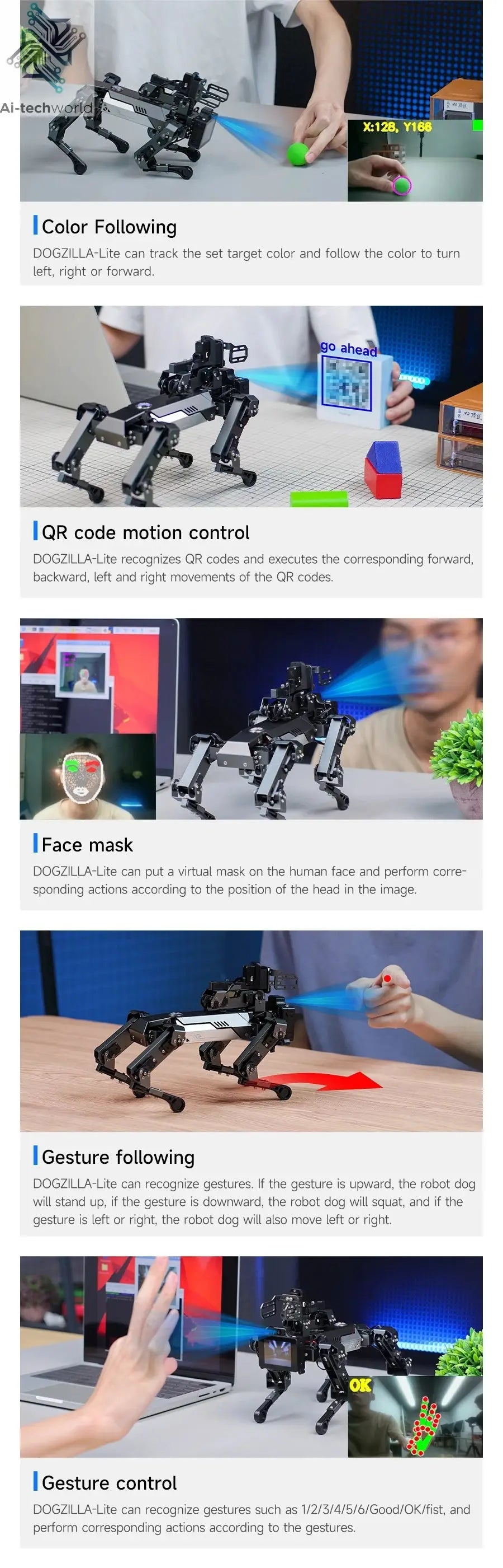 Yahboom DOGZILLA-Lite Quadruped Bionic Robot Dog AI Vision Large Model Intelligent Programming Electronic Kit for Raspberry Pi Ai-TechWorld 