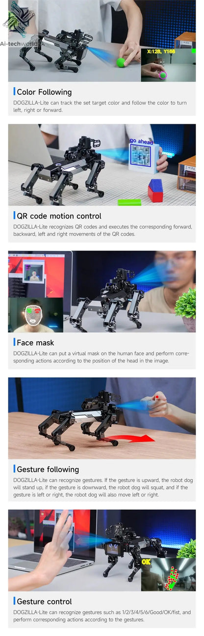 Yahboom DOGZILLA-Lite Quadruped Bionic Robot Dog AI Vision Large Model Intelligent Programming Electronic Kit for Raspberry Pi Ai-TechWorld 