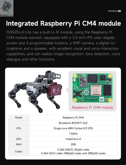 Yahboom DOGZILLA-Lite Quadruped Bionic Robot Dog AI Vision Large Model Intelligent Programming Electronic Kit for Raspberry Pi Ai-TechWorld 