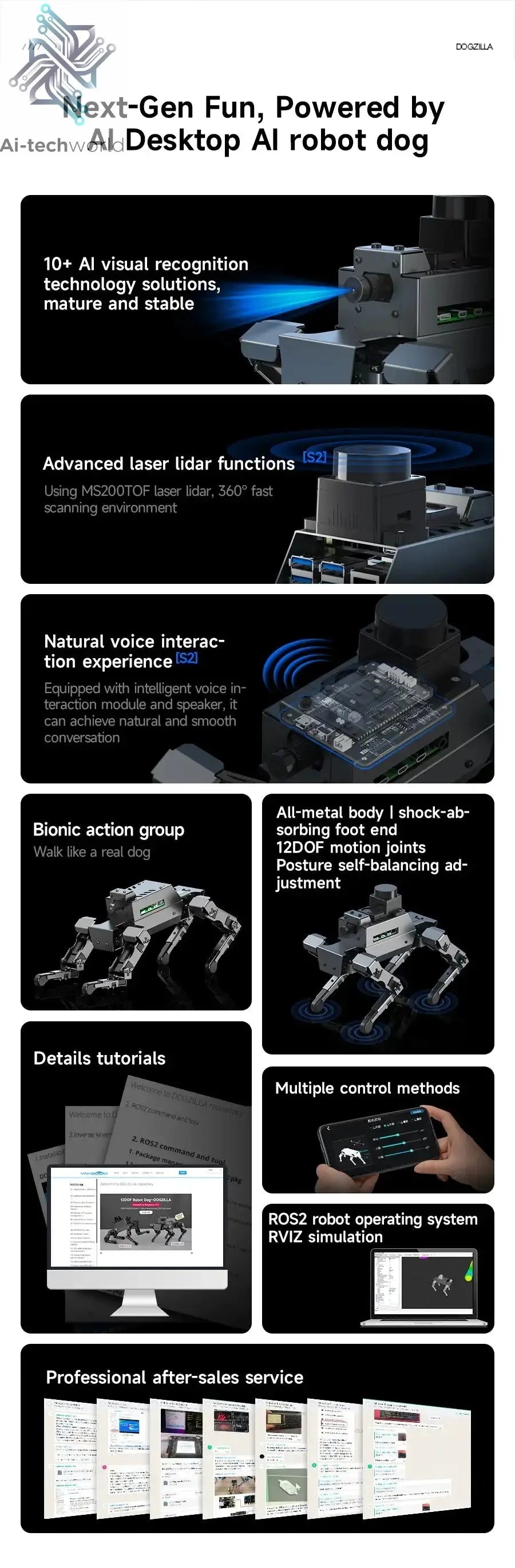 Yahboom DOGZILLA S1 S2 12DOF Robot Dog Ai-TechWorld 