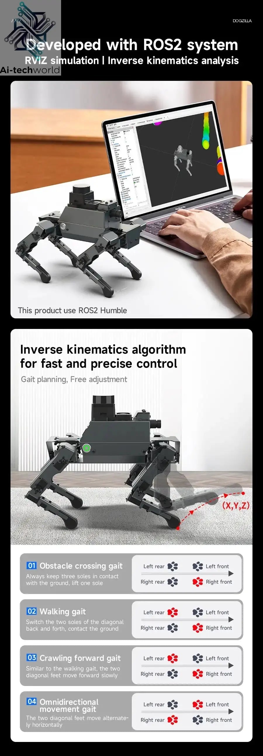 Yahboom DOGZILLA S1 S2 12DOF Robot Dog Ai-TechWorld 