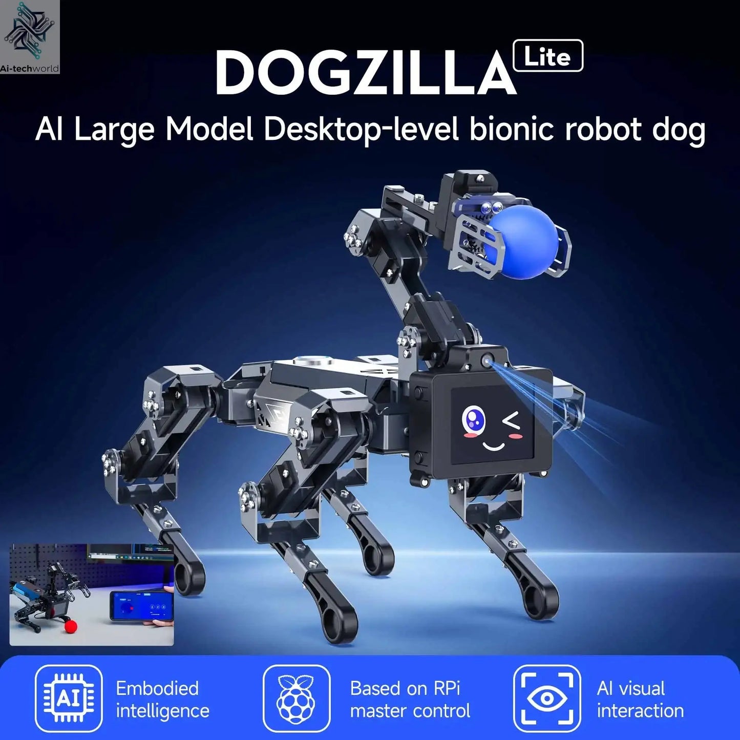 Yahboom Quadruped Robot Dog Bionic Intelligent Programming AI Large Model with Robotic Arm Powered by Raspberry Pi CM5 Module Ai-TechWorld 