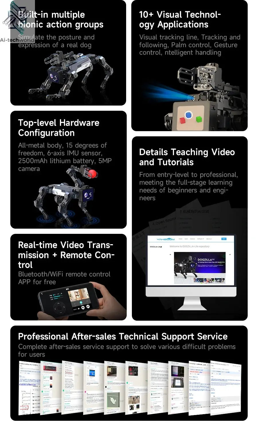 Yahboom Quadruped Robot Dog Bionic Intelligent Programming AI Large Model with Robotic Arm Powered by Raspberry Pi CM5 Module Ai-TechWorld 