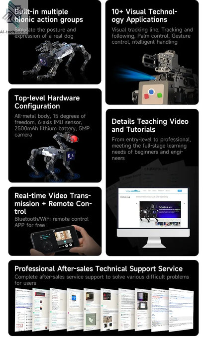 Yahboom Quadruped Robot Dog Bionic Intelligent Programming AI Large Model with Robotic Arm Powered by Raspberry Pi CM5 Module Ai-TechWorld 