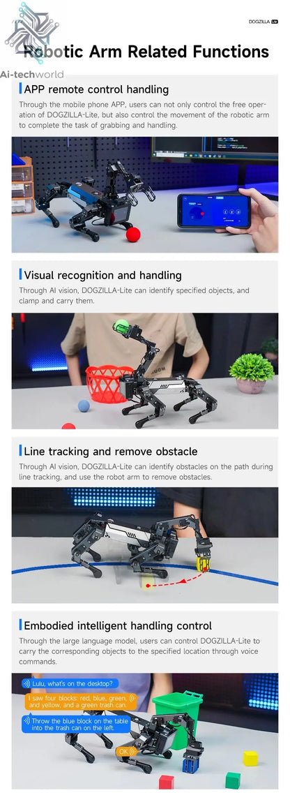 Yahboom Quadruped Robot Dog Bionic Intelligent Programming AI Large Model with Robotic Arm Powered by Raspberry Pi CM5 Module Ai-TechWorld 