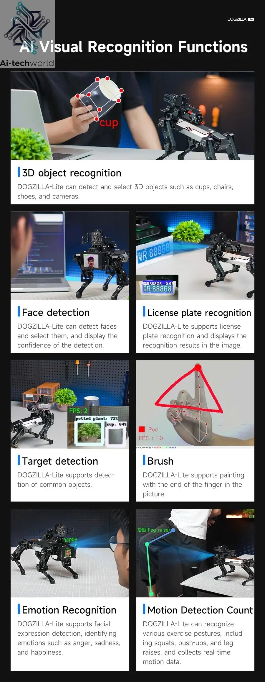 Yahboom Quadruped Robot Dog Bionic Intelligent Programming AI Large Model with Robotic Arm Powered by Raspberry Pi CM5 Module Ai-TechWorld 