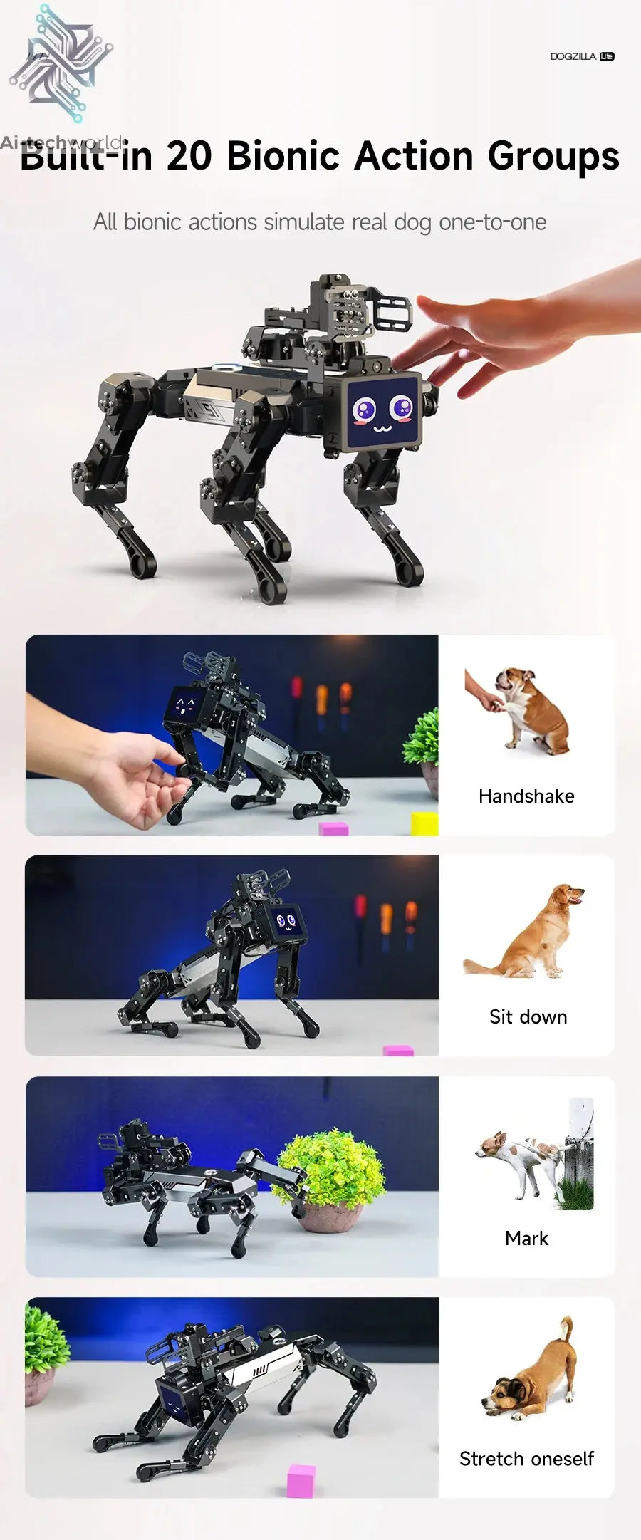 Yahboom Quadruped Robot Dog Bionic Intelligent Programming AI Large Model with Robotic Arm Powered by Raspberry Pi CM5 Module Ai-TechWorld 