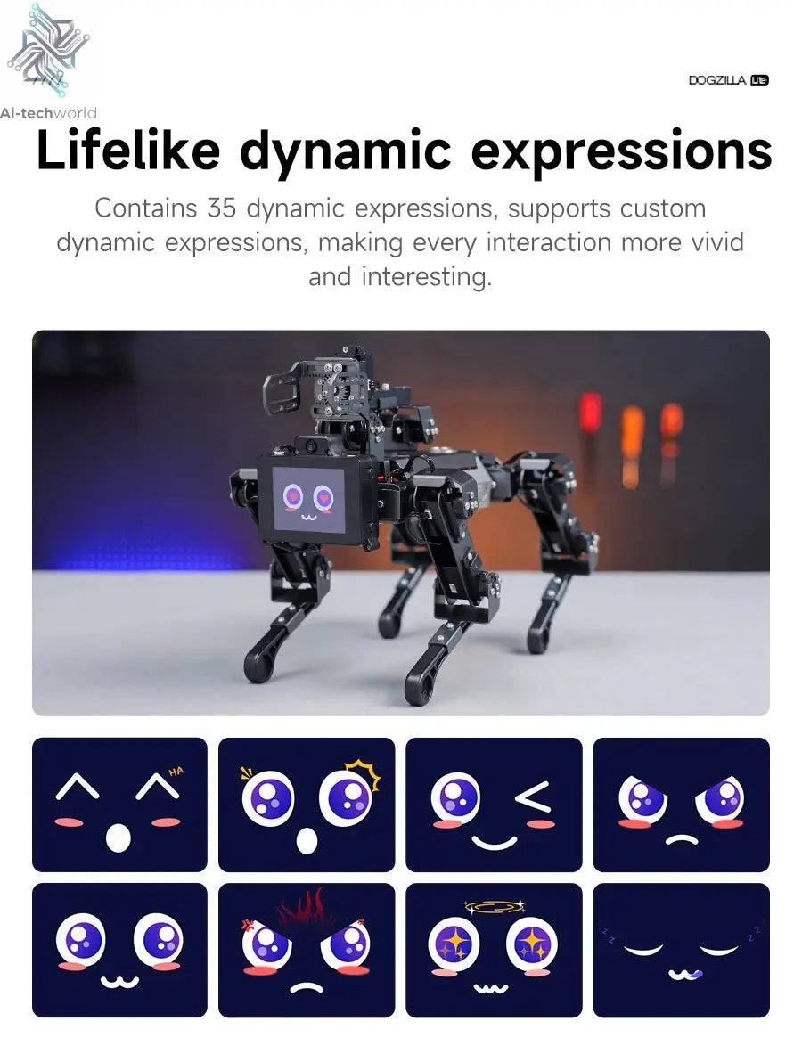 Yahboom Quadruped Robot Dog Bionic Intelligent Programming AI Large Model with Robotic Arm Powered by Raspberry Pi CM5 Module Ai-TechWorld 