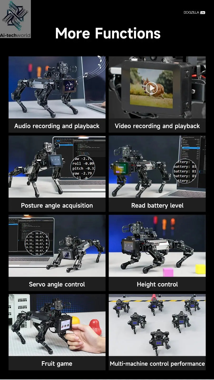 Yahboom Quadruped Robot Dog Bionic Intelligent Programming AI Large Model with Robotic Arm Powered by Raspberry Pi CM5 Module Ai-TechWorld 