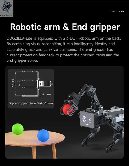 Yahboom Quadruped Robot Dog Bionic Intelligent Programming AI Large Model with Robotic Arm Powered by Raspberry Pi CM5 Module Ai-TechWorld 