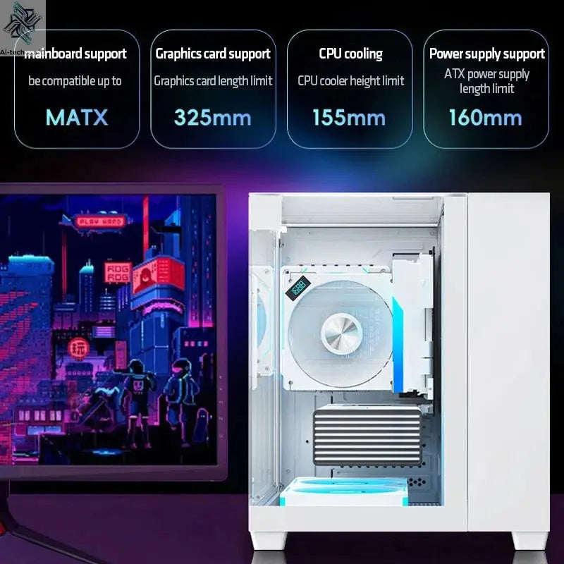 Yeah Magic CUBE PC Case Sea View Room Gaming Computer Desktop M-ATX ITX Motherboard Double-Sided Tempered Glass PC Gamer FANS*3 Ai-TechWorld 