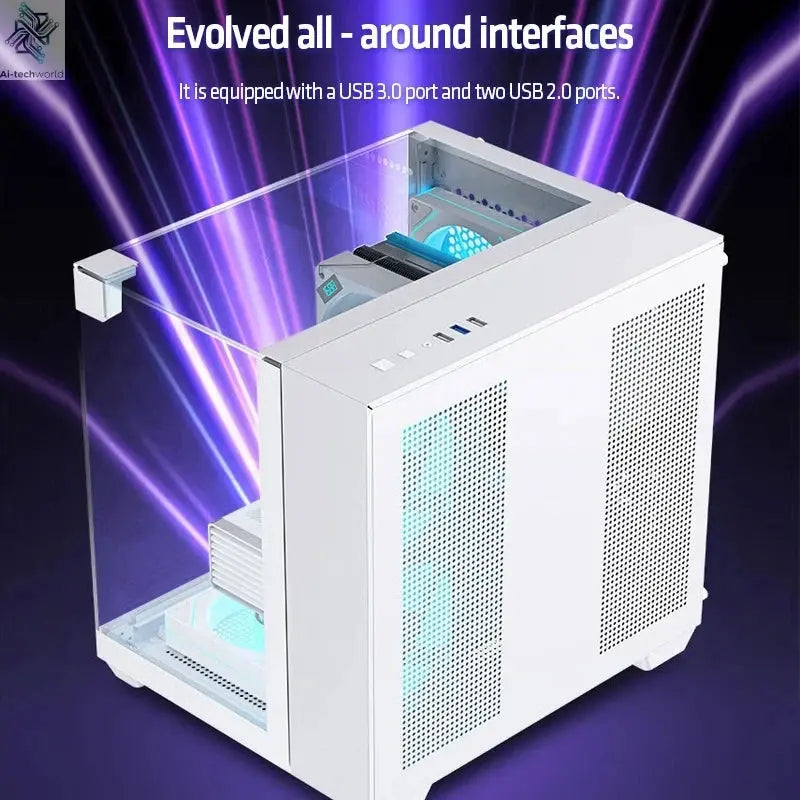 Yeah Magic CUBE PC Case Sea View Room Gaming Computer Desktop M-ATX ITX Motherboard Double-Sided Tempered Glass PC Gamer FANS*3 Ai-TechWorld 