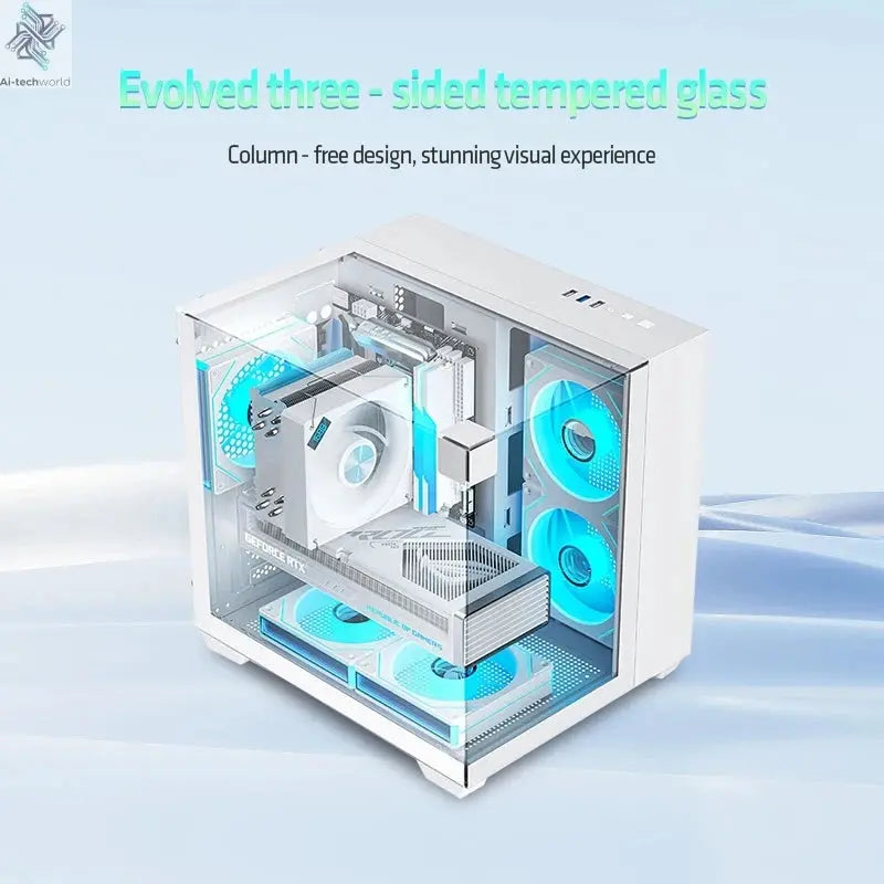 Yeah Magic CUBE PC Case Sea View Room Gaming Computer Desktop M-ATX ITX Motherboard Double-Sided Tempered Glass PC Gamer FANS*3 Ai-TechWorld 