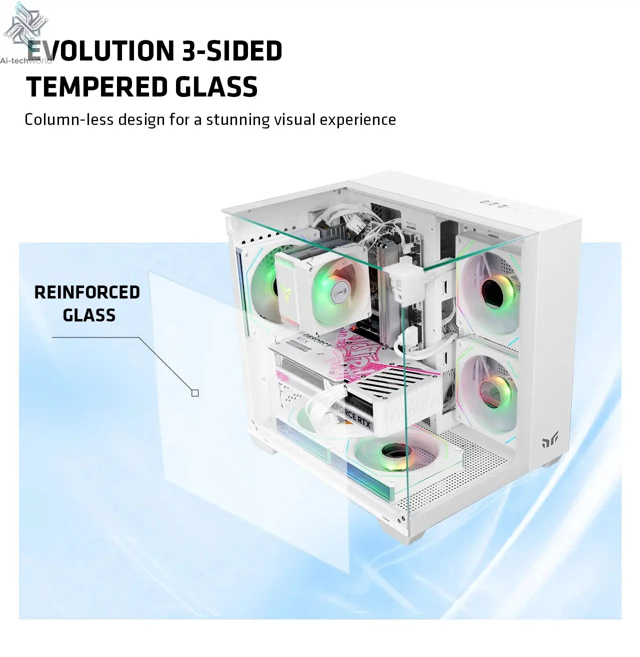 Yeah Magic CUBE PC Case Sea View Room Gaming Computer Desktop M-ATX ITX Motherboard Double-Sided Tempered Glass PC Gamer FANS*3 Ai-TechWorld 