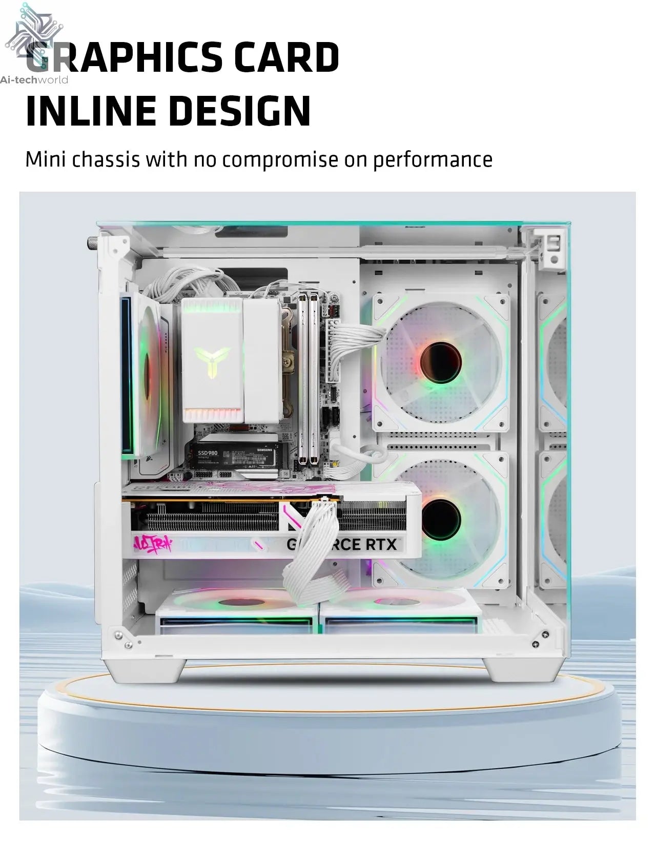 Yeah Magic CUBE PC Case Sea View Room Gaming Computer Desktop M-ATX ITX Motherboard Double-Sided Tempered Glass PC Gamer FANS*3 Ai-TechWorld 