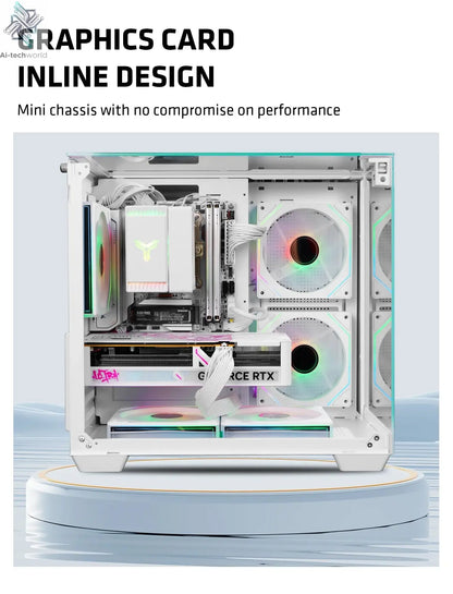 Yeah Magic CUBE PC Case Sea View Room Gaming Computer Desktop M-ATX ITX Motherboard Double-Sided Tempered Glass PC Gamer FANS*3 Ai-TechWorld 