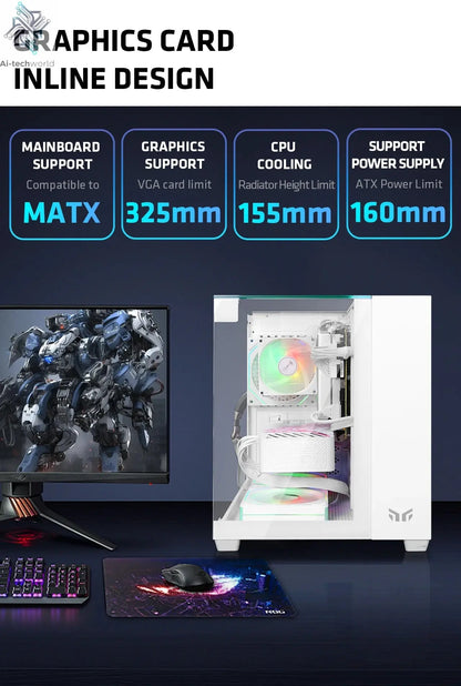 Yeah Magic CUBE PC Case Sea View Room Gaming Computer Desktop M-ATX ITX Motherboard Double-Sided Tempered Glass PC Gamer FANS*3 Ai-TechWorld 