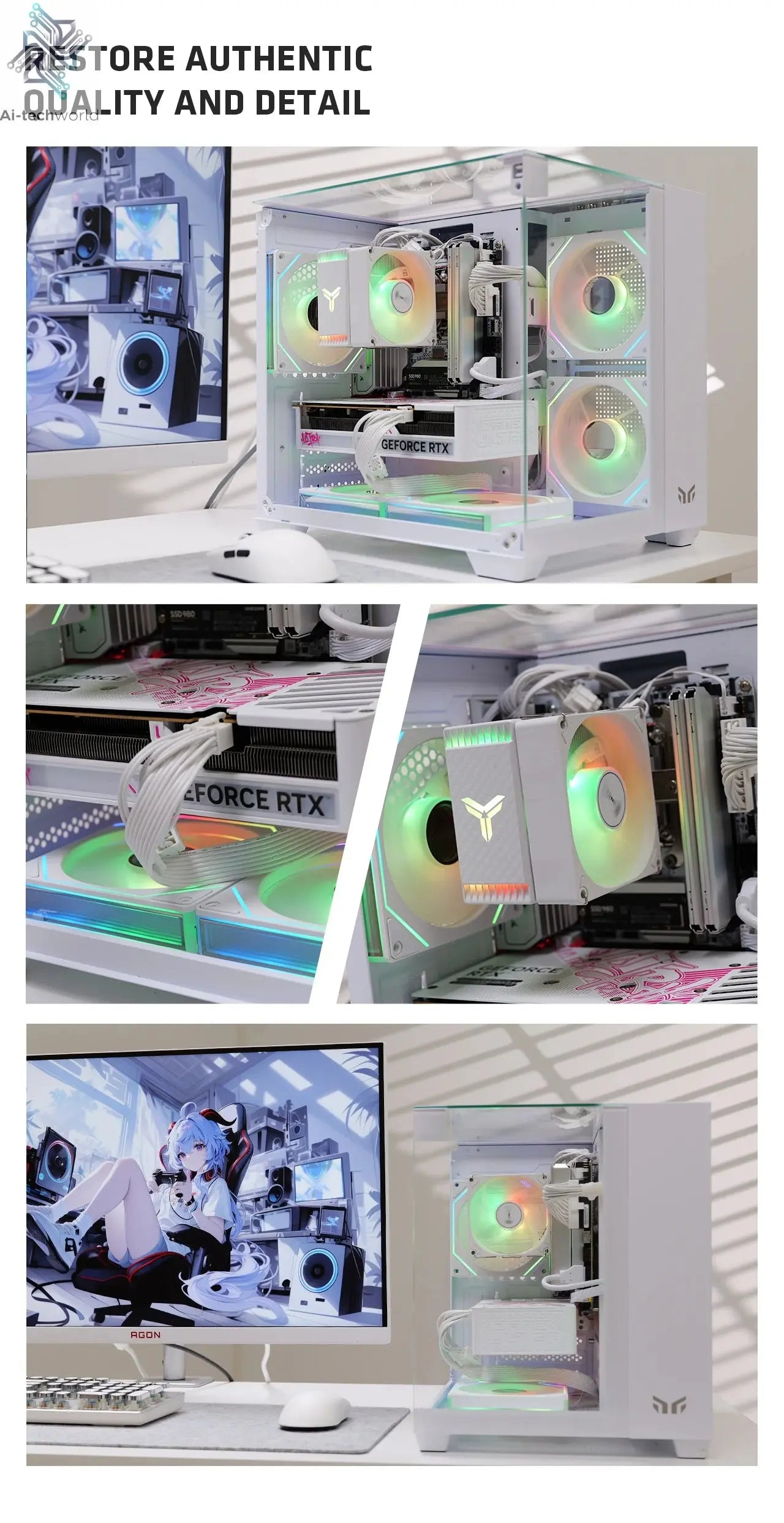 Yeah Magic CUBE PC Case Sea View Room Gaming Computer Desktop M-ATX ITX Motherboard Double-Sided Tempered Glass PC Gamer FANS*3 Ai-TechWorld 