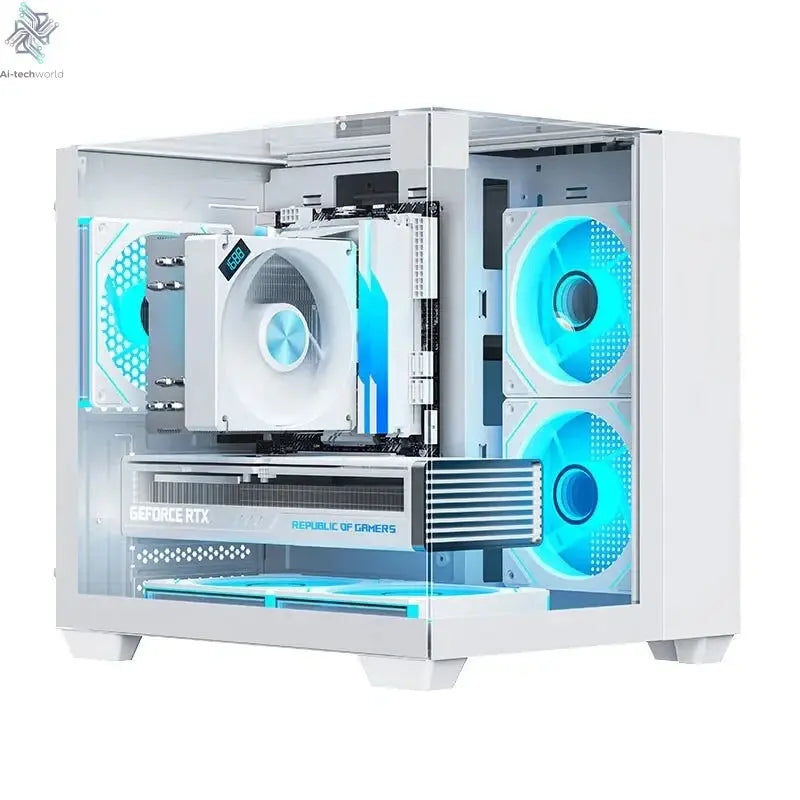 Yeah Magic CUBE PC Case Sea View Room Gaming Computer Desktop M-ATX ITX Motherboard Double-Sided Tempered Glass PC Gamer FANS*3 Ai-TechWorld 