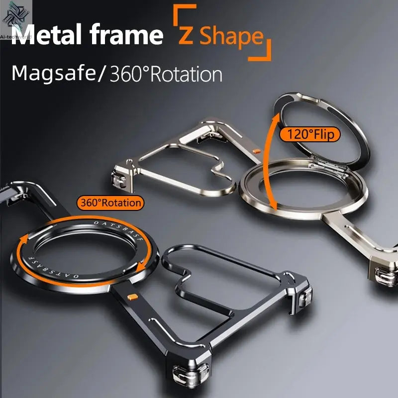 Z Shape Metal Frame Phone Case For Samsung Galaxy S24 Ultra Luxury Metal Frame With Magnetic Bracket Cover For Samsung S25 Ultra Ai-TechWorld 
