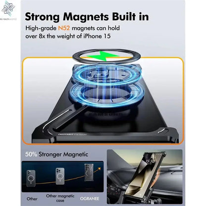 Z Shape Metal Frame Phone Case For Samsung Galaxy S24 Ultra Luxury Metal Frame With Magnetic Bracket Cover For Samsung S25 Ultra Ai-TechWorld 