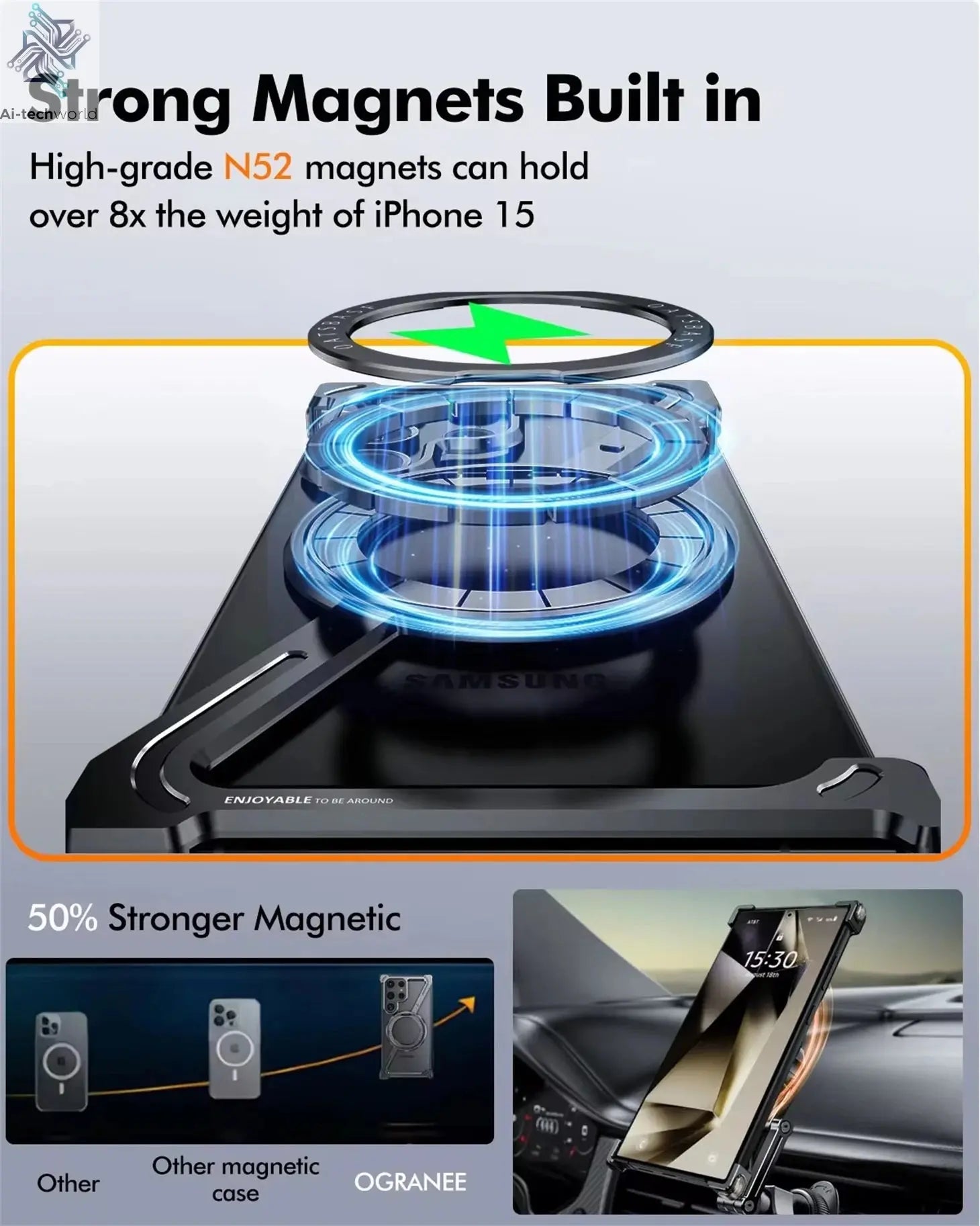 Z Shape Metal Frame Phone Case For Samsung Galaxy S24 Ultra Luxury Metal Frame With Magnetic Bracket Cover For Samsung S25 Ultra Ai-TechWorld 