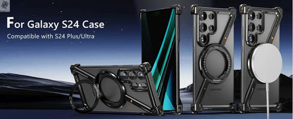 Z Shape Metal Frame Phone Case For Samsung Galaxy S24 Ultra Luxury Metal Frame With Magnetic Bracket Cover For Samsung S25 Ultra Ai-TechWorld 