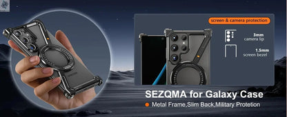 Z Shape Metal Frame Phone Case For Samsung Galaxy S24 Ultra Luxury Metal Frame With Magnetic Bracket Cover For Samsung S25 Ultra Ai-TechWorld 