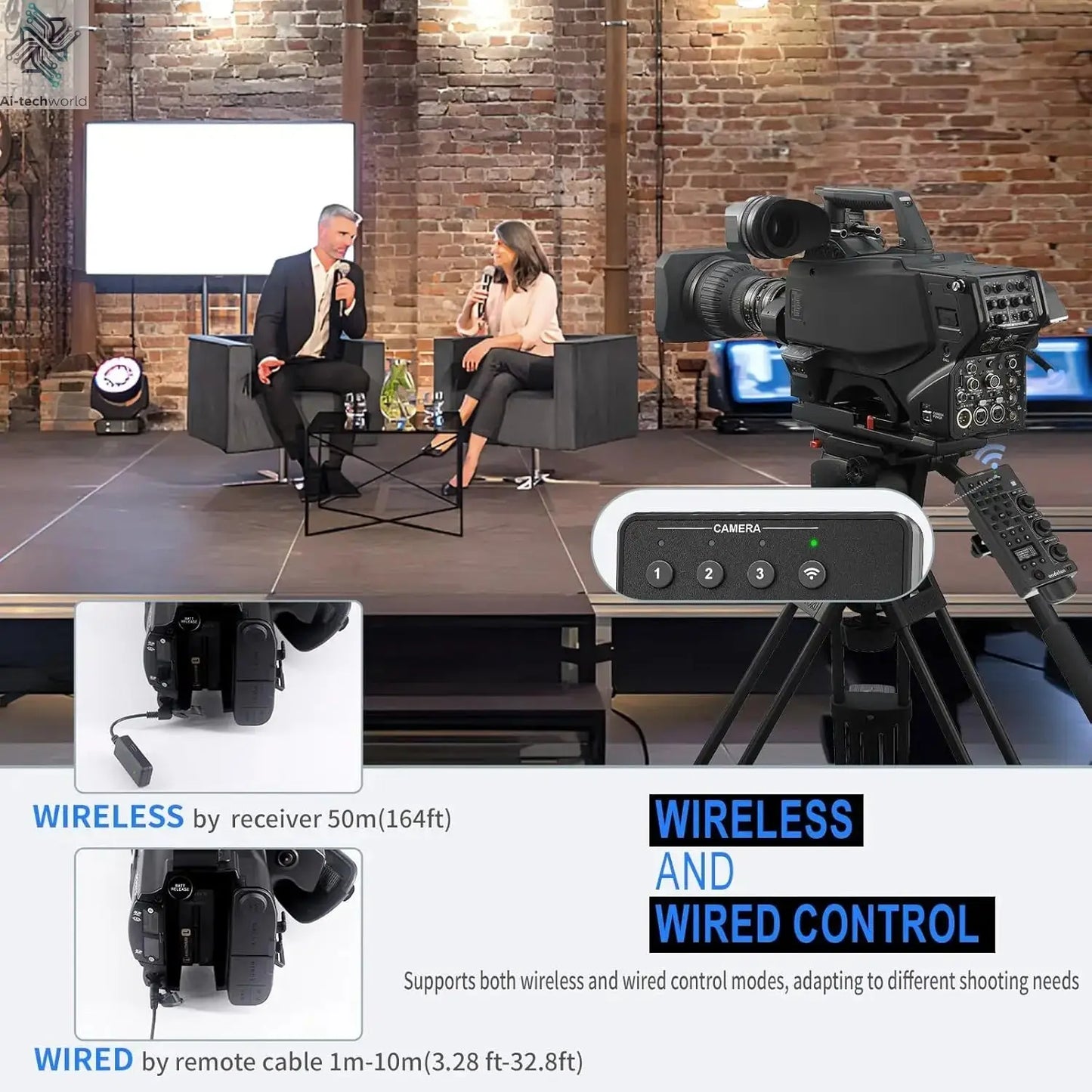 ZC-4 for Sony Camcorder Lanc Zoom Controller Replaces Sony RM-30BP for Video Zoom, Focus, IRIS, Recording, ND, White Balance Ai-TechWorld 