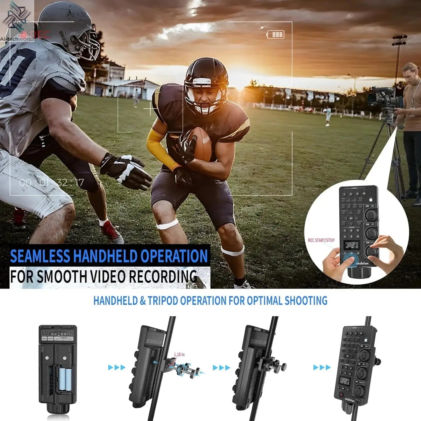 ZC-4 for Sony Camcorder Lanc Zoom Controller Replaces Sony RM-30BP for Video Zoom, Focus, IRIS, Recording, ND, White Balance Ai-TechWorld 